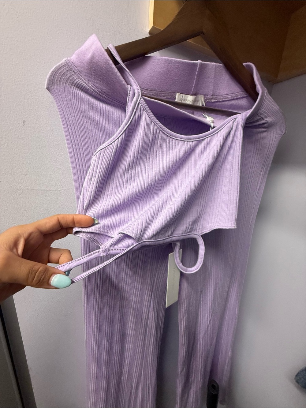 Jonathan Simkhai Lilac Ribbed Two-Piece Set - Picture 4 of 5